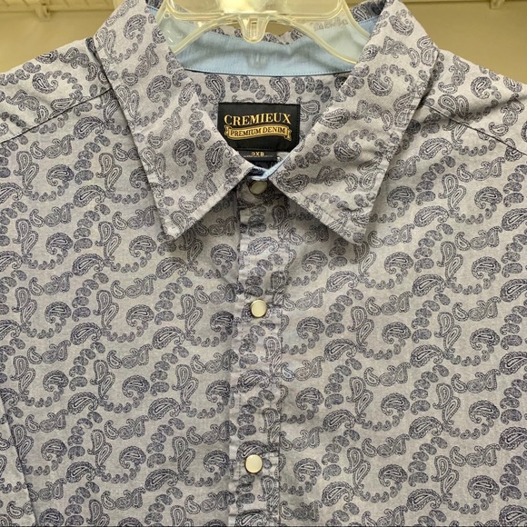 Daniel Cremieux Pearl Snap Blue Paisley Shirt 3XB - Picture 3 of 10
